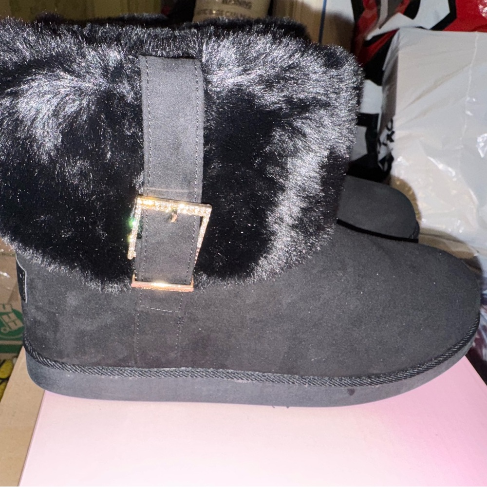 Juicy Couture Black Fur-Trimmed Women's Boots Klaire